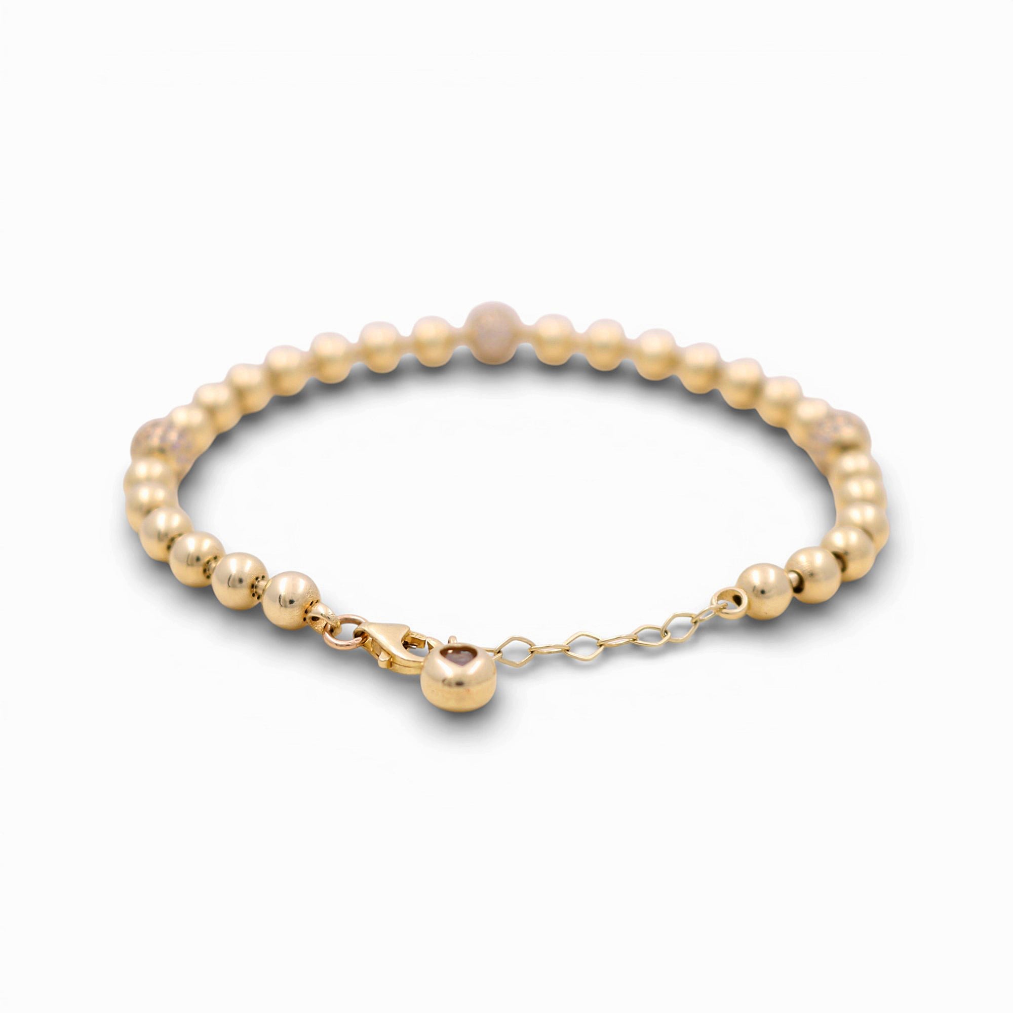 10K Yellow Gold Beads Bracelet - Miral Jewelry