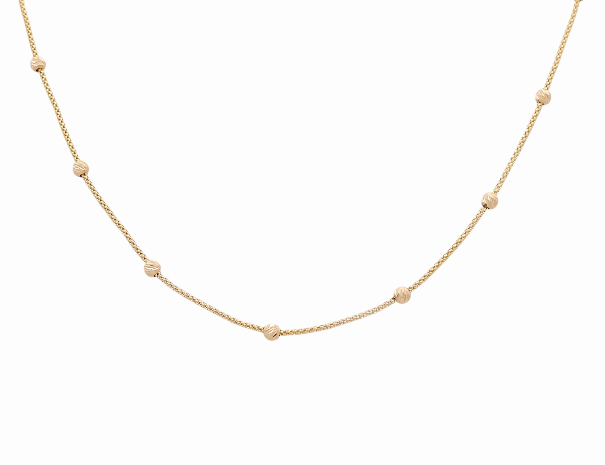 10K Yellow Gold Beads Chain 18" - Miral Jewelry