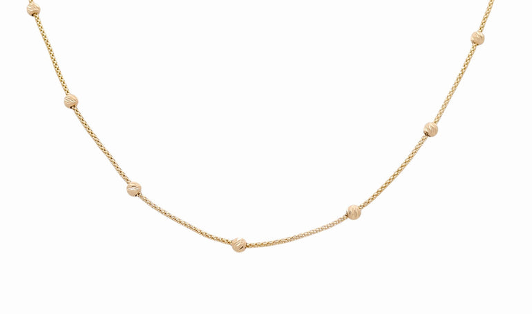 10K Yellow Gold Beads Chain 18" - Miral Jewelry