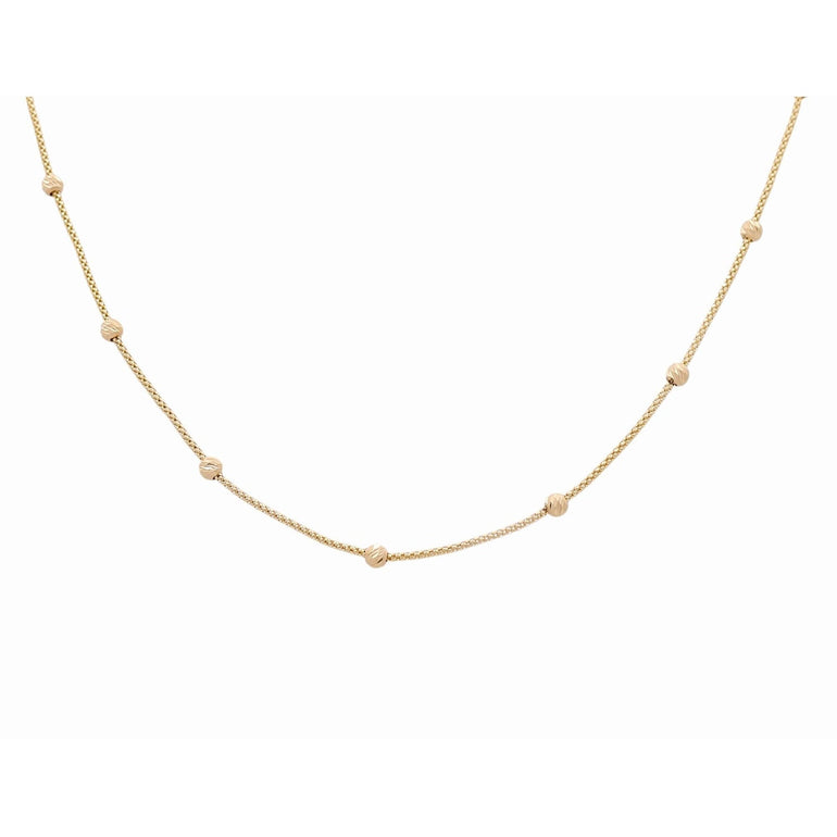 10K Yellow Gold Bead Station Chain 18in, 3.8 g