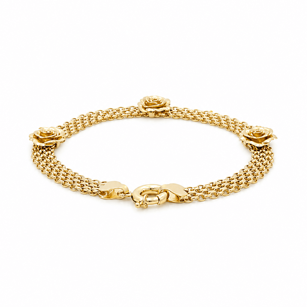 10K Yellow Gold Bismark Roses Bracelet Women's - Miral Jewelry