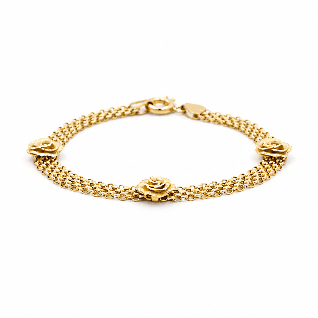10K Yellow Gold Bismark Roses Bracelet Women's - Miral Jewelry