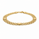 10K Yellow Gold Bismark with Heart Bracelet Women's - Miral Jewelry