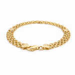 10K Yellow Gold Bismark with Heart Bracelet Women's - Miral Jewelry