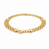 10K Yellow Gold Bismark with Heart Bracelet Women's - Miral Jewelry