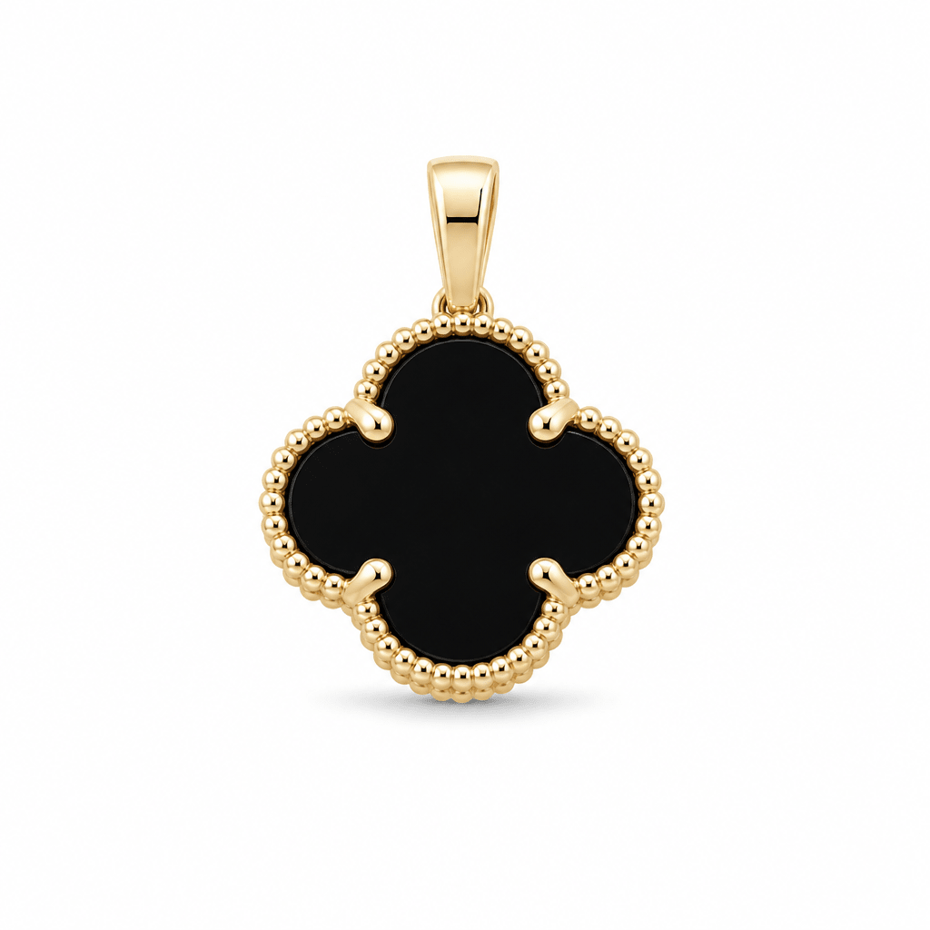 10K Yellow Gold Black Clover Pendant - Miral Jewelry