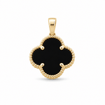 10K Yellow Gold Black Clover Pendant - Miral Jewelry