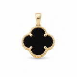 10K Yellow Gold Black Clover Pendant - Miral Jewelry