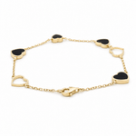 10K Yellow Gold Black Heart Bracelet Women's - Miral Jewelry