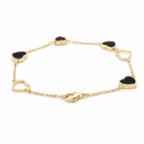 10K Yellow Gold Black Heart Bracelet Women's - Miral Jewelry