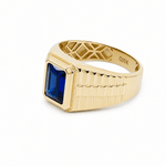 10k Yellow Gold Blue CZ Fashion Ring Men's - Miral Jewelry