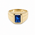 10k Yellow Gold Blue CZ Fashion Ring Men's - Miral Jewelry