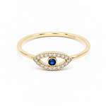 10K Yellow Gold Blue Eye Fashion Women's Ring - Miral Jewelry