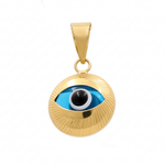 10K Yellow Gold Blue Eye Pendant - Miral Jewelry