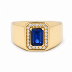 10k Yellow Gold Blue Fashion Men's Ring - Miral Jewelry