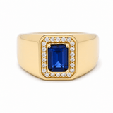 10k Yellow Gold Blue Fashion Men's Ring - Miral Jewelry