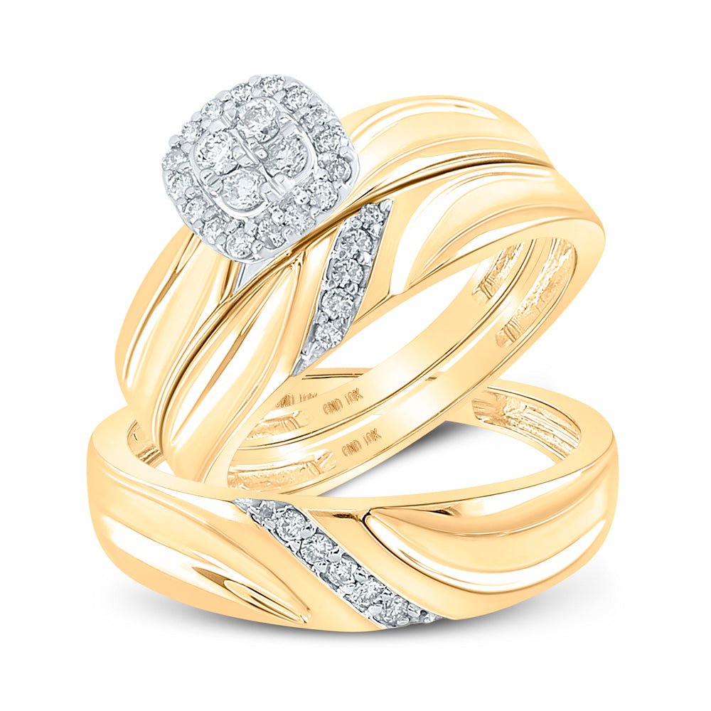10k Yellow Gold Bridal 3 Pieces Diamond with 0.33Tw Round Diamonds - Miral Jewelry