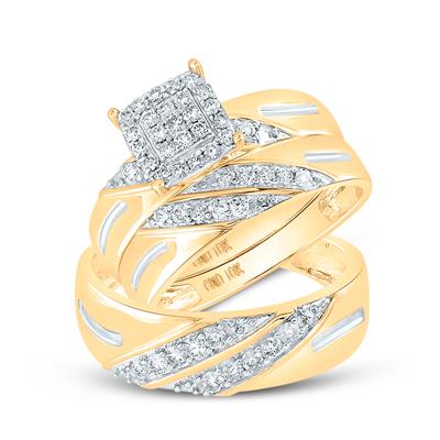 10k Yellow Gold Bridal 3 Pieces Set with 0.62Tw Round Diamonds - Miral Jewelry