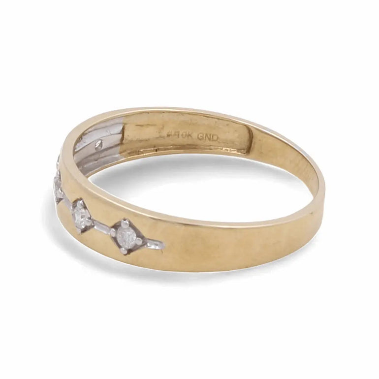10K Yellow Gold Bridal Men Ring with Diamonds - Miral Jewelry
