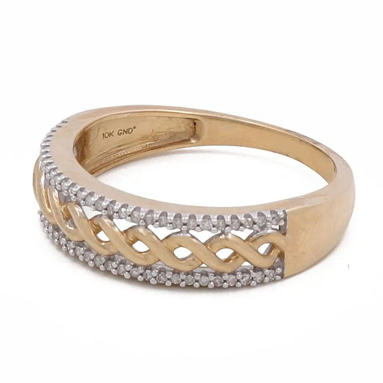 10K Yellow Gold Bridal Men Ring with Diamonds - Miral Jewelry