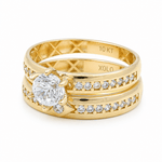 10K Yellow Gold Bridal Set Fashion Women's Ring - Miral Jewelry