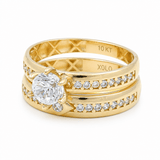 10K Yellow Gold Bridal Set Fashion Women's Ring - Miral Jewelry