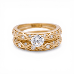 10K Yellow Gold Bridal Set with Cz Fashion Women's Ring - Miral Jewelry