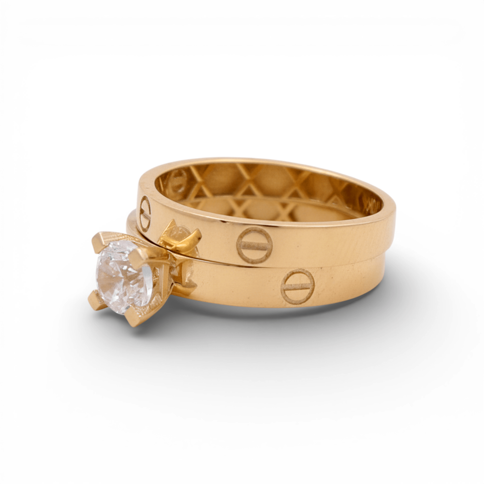 10K Yellow Gold Screw-Motif Bridal Set with CZ 2.7 g – view 2