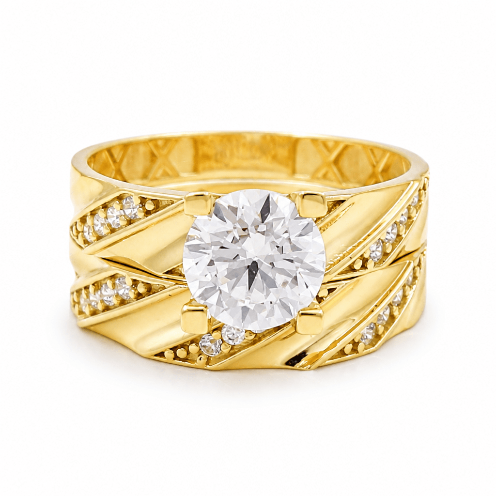 10K Yellow Gold Bridal Set with Cz Fashion Women's Ring - Miral Jewelry