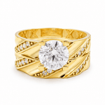 10K Yellow Gold Bridal Set with Cz Fashion Women's Ring - Miral Jewelry