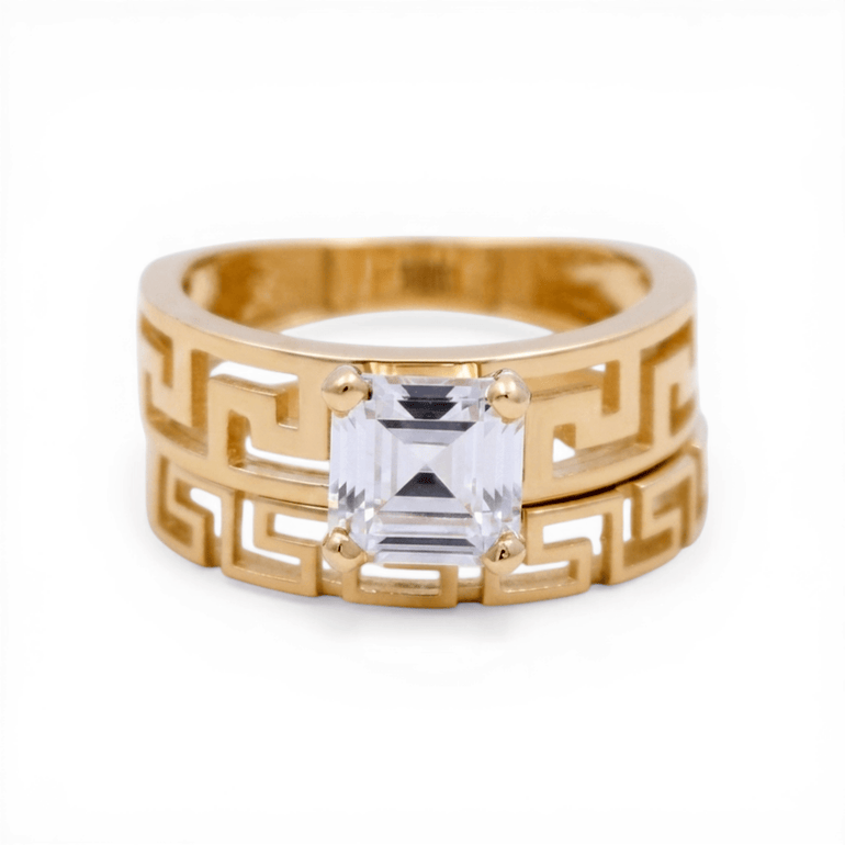10K Yellow Gold Bridal Set with Cz Fashion Women's Ring - Miral Jewelry