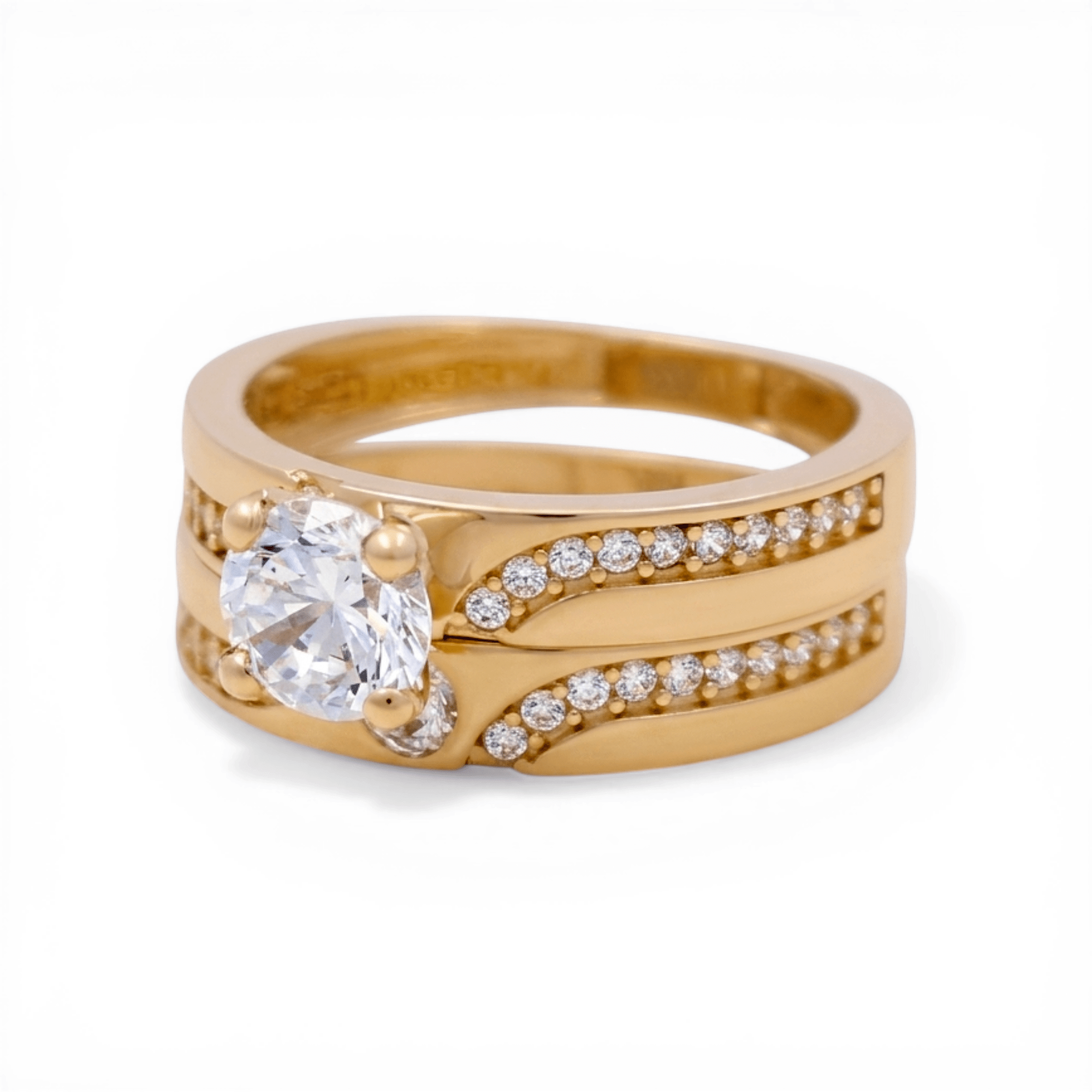10K Yellow Gold Bridal Set with Cz Fashion Women's Ring - Miral Jewelry