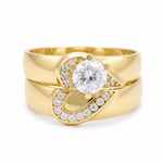 10K Yellow Gold Bridal Set with Cz Fashion Women's Ring - Miral Jewelry