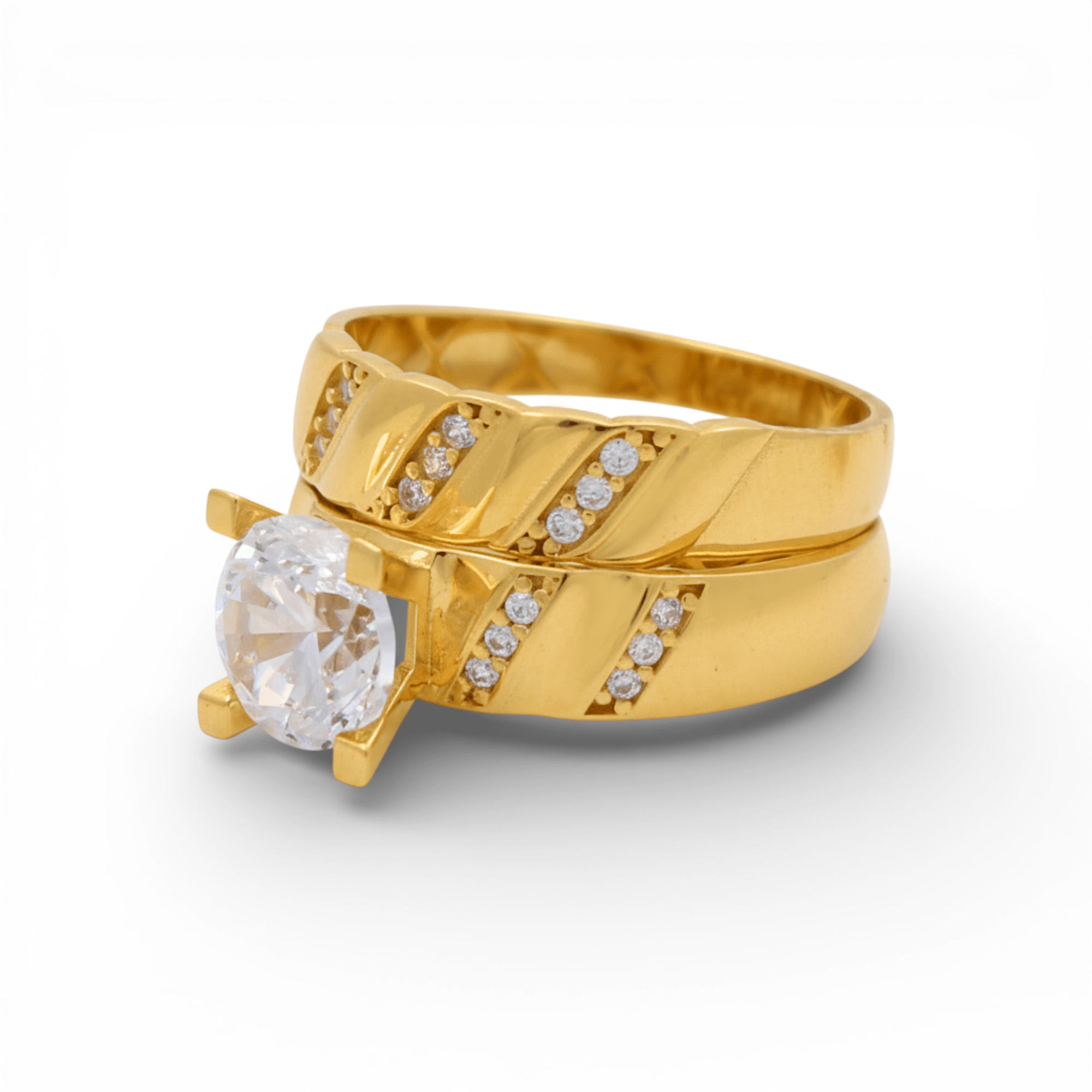 10K Yellow Gold Bridal Set with CZ Fashion Women's Ring - Miral Jewelry