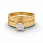 10K Yellow Gold Bridal Set with CZ Fashion Women's Ring - Miral Jewelry