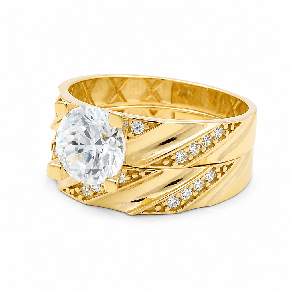 10K Yellow Gold Bridal Set with Cz Fashion Women's Ring - Miral Jewelry