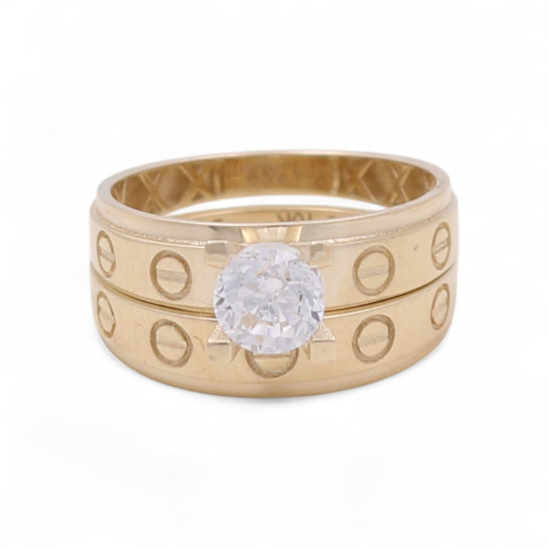 10K Yellow Gold Bridal Set with CZ Fashion Women's Ring - Miral Jewelry