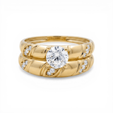 10K Yellow Gold Bridal Set with Cz Fashion Women's Ring - Miral Jewelry