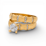 10K Yellow Gold Bridal Set with CZ Fashion Women's Ring - Miral Jewelry
