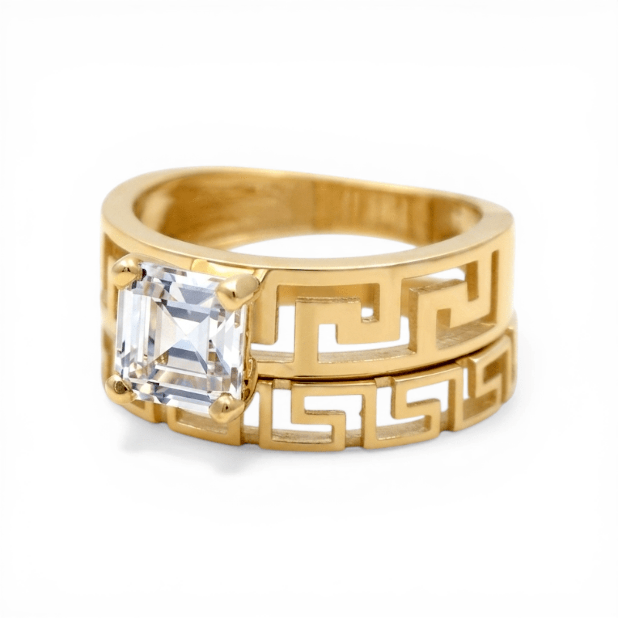 10K Yellow Gold Bridal Set with Cz Fashion Women's Ring - Miral Jewelry