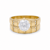 10K Yellow Gold Bridal Set with Cz Fashion Women's Ring - Miral Jewelry