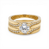 10K Yellow Gold Bridal Set with Cz Fashion Women's Ring - Miral Jewelry