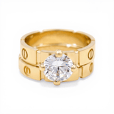 10K Yellow Gold Bridal Set with Cz Fashion Women's Ring - Miral Jewelry