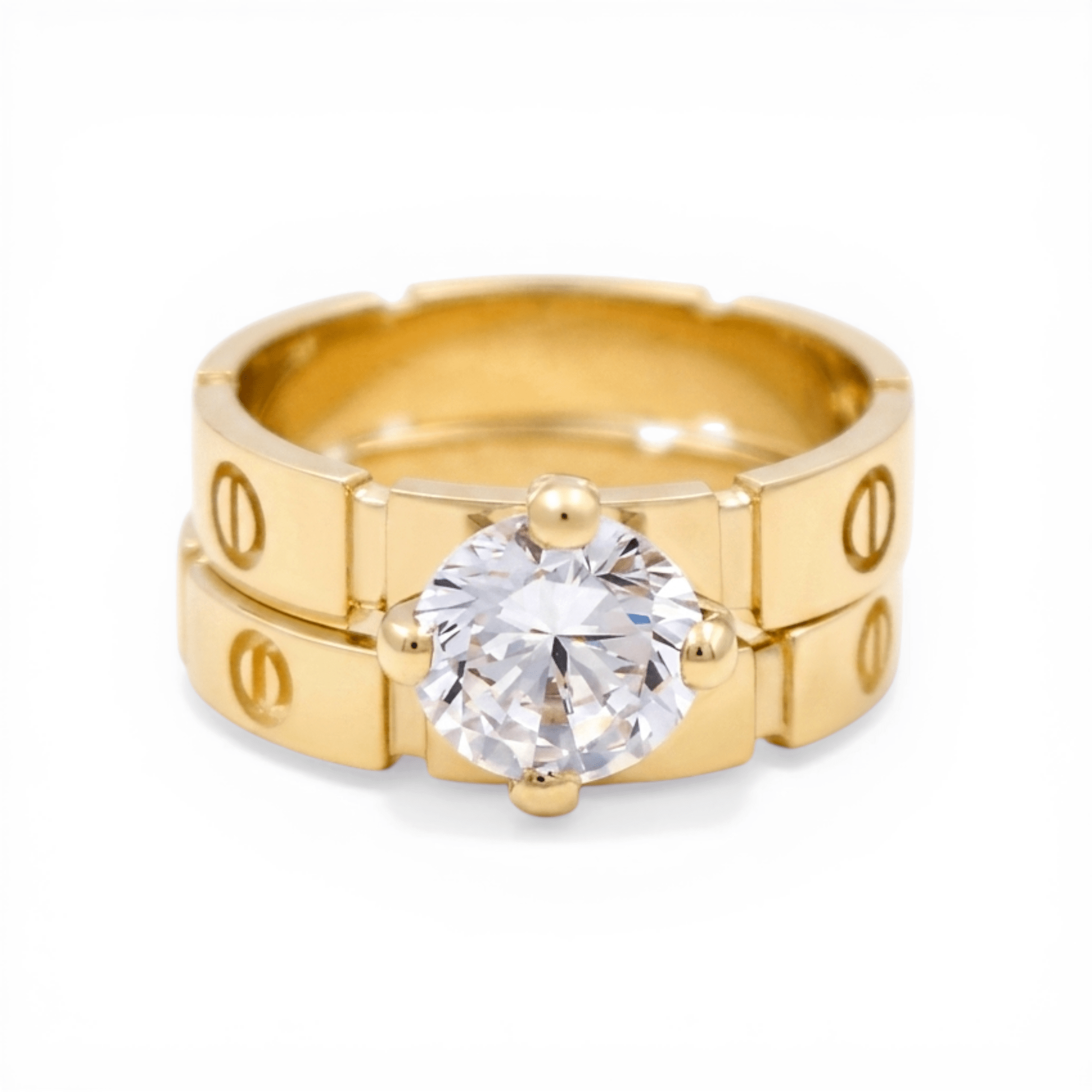 10K Yellow Gold Bridal Set with Cz Fashion Women's Ring - Miral Jewelry