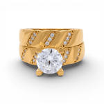10K Yellow Gold Bridal Set with CZ Fashion Women's Ring - Miral Jewelry