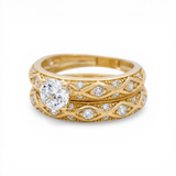 10K Yellow Gold Bridal Set with Cz Fashion Women's Ring - Miral Jewelry