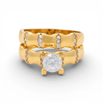 10K Yellow Gold Bridal Set with CZ Fashion Women's Ring - Miral Jewelry