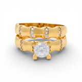 10K Yellow Gold Bridal Set with CZ Fashion Women's Ring - Miral Jewelry