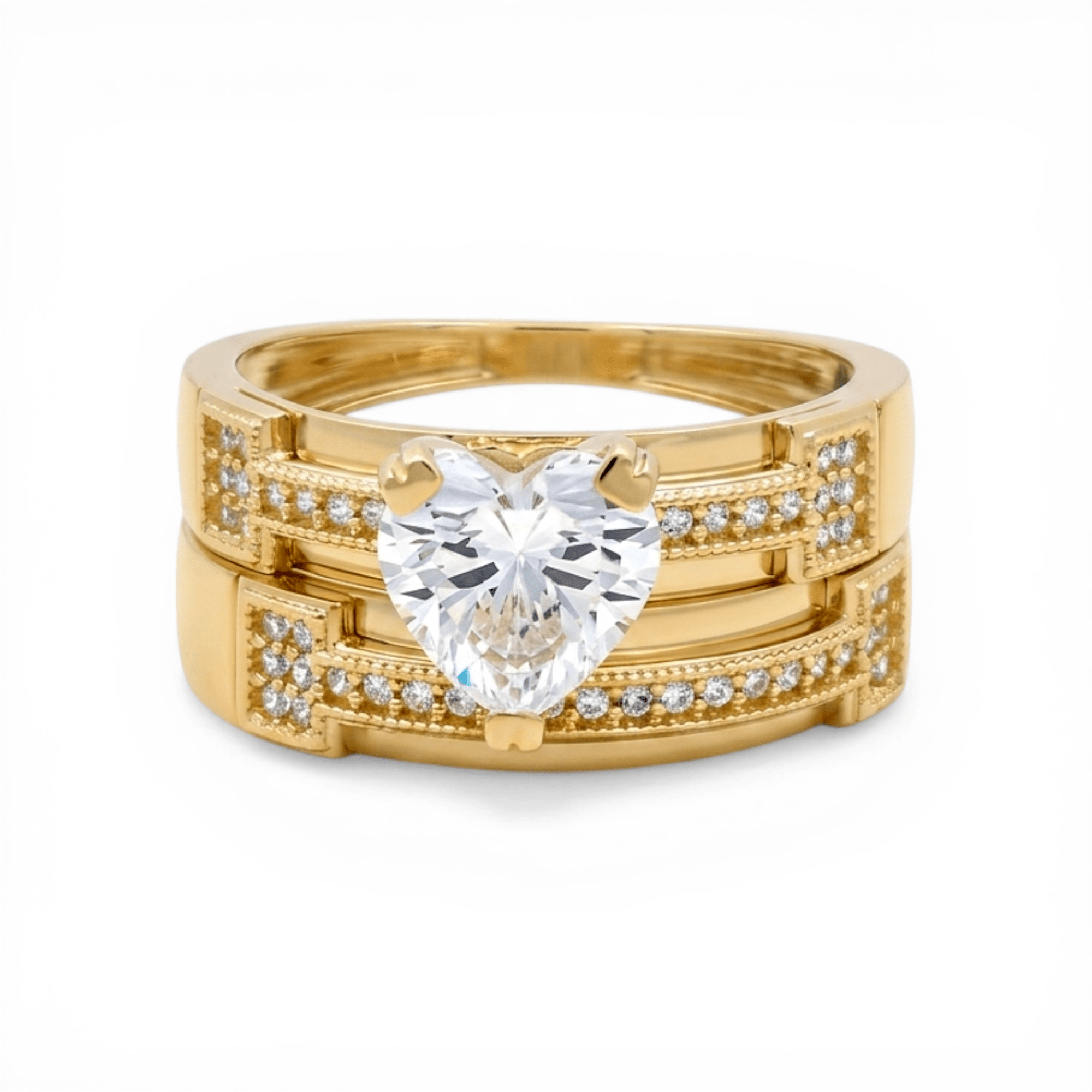 10K Yellow Gold Bridal Set with Cz Fashion Women's Ring - Miral Jewelry