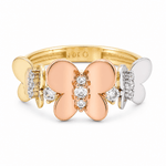 10K Yellow Gold Butterflies Fashion Women's Ring - Miral Jewelry